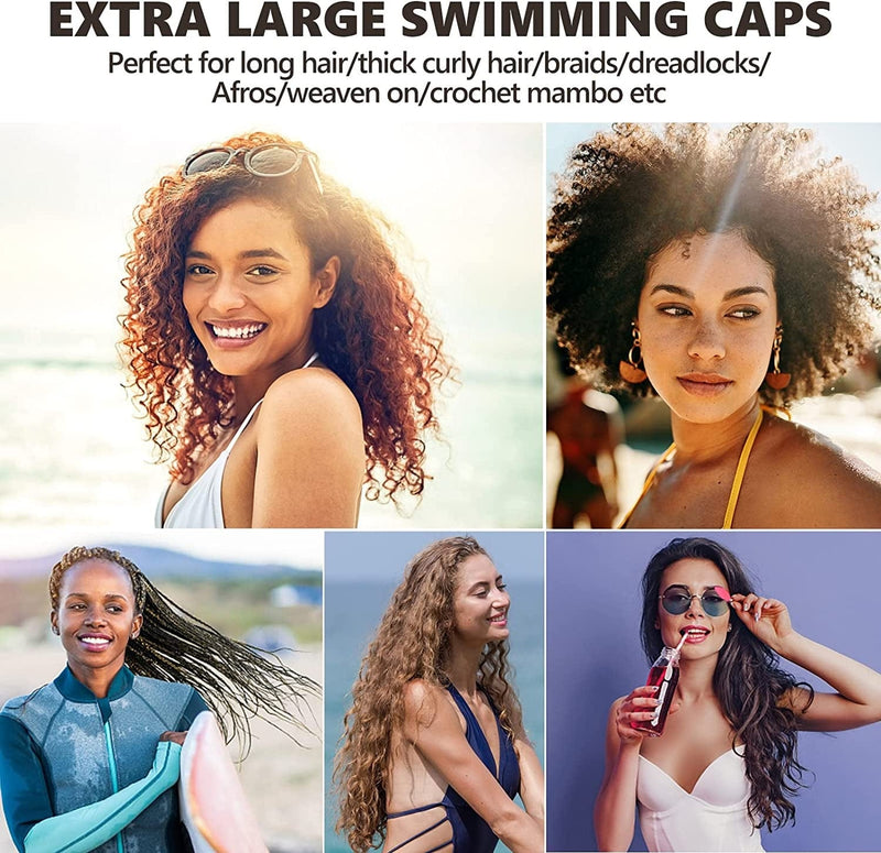 YOGINGO Extra Large Swim Cap for Women and Men Adult Youth,Waterproof Silicone Swim Cap for Very Long Hair, Thick Curly Hair & Dreadlocks Braids Weaves Afro Hair (Blue) Sporting Goods > Outdoor Recreation > Boating & Water Sports > Swimming > Swim Caps YOGINGO   