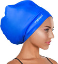 YOGINGO Extra Large Swim Cap for Women and Men Adult Youth,Waterproof Silicone Swim Cap for Very Long Hair, Thick Curly Hair & Dreadlocks Braids Weaves Afro Hair (Blue) Sporting Goods > Outdoor Recreation > Boating & Water Sports > Swimming > Swim Caps YOGINGO Blue  