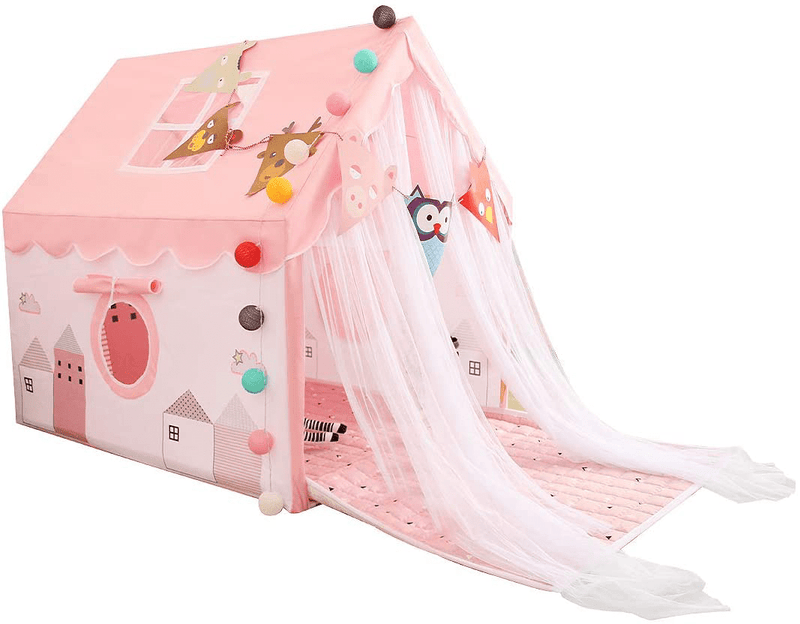 YOIKO Kids Tents Indoor Playhouses Girls 9.9Ft Star String Lights Pink Tent for Girls Upgraded Large Kids Indoor Tents and Playhouses Longer Curtain with Colorful Accessories Decoration 50.4" X 47.3" Sporting Goods > Outdoor Recreation > Camping & Hiking > Tent Accessories YOIKO   