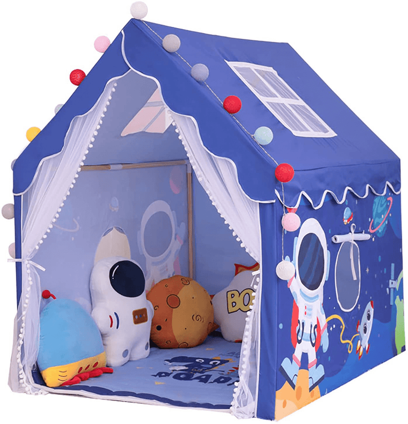 YOIKO Kids Tents Indoor Playhouses Girls 9.9Ft Star String Lights Pink Tent for Girls Upgraded Large Kids Indoor Tents and Playhouses Longer Curtain with Colorful Accessories Decoration 50.4" X 47.3" Sporting Goods > Outdoor Recreation > Camping & Hiking > Tent Accessories YOIKO Navy Blue  