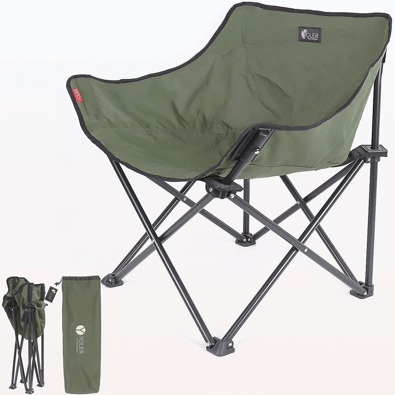 YOLER Portable Camping Chairs for Adults, Folding Camp Chair, Lightweight Support 266Lbs with Carry Bag for Outdoor Travel Black Sporting Goods > Outdoor Recreation > Camping & Hiking > Camp Furniture YOLER Green  