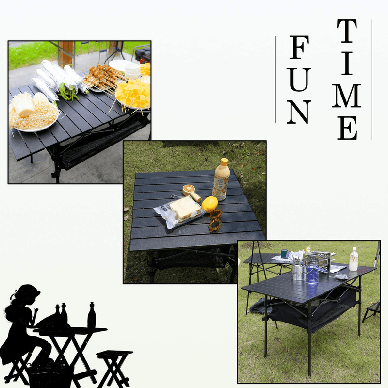 YOLER Portable Camping Table, Aluminum Folding Camping Table with Carry Bag Lightweight for Beach BBQ Picnic (37" Lx21.6 Wx19.7 H)