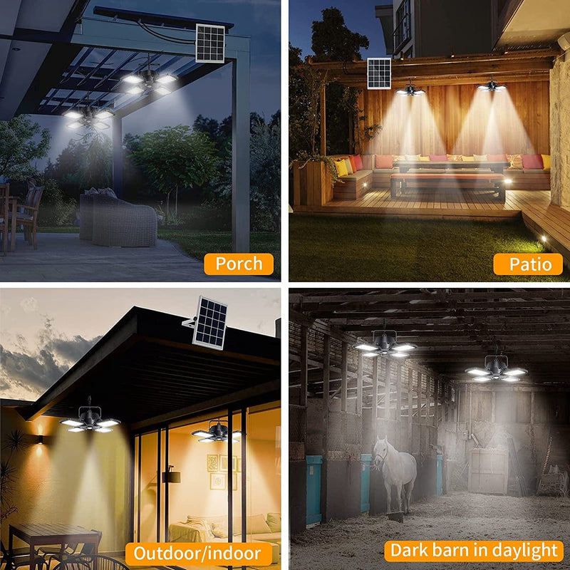 Yomisga Solar Pendant Lights Adjustable Solar Panel with Dual Lamps Indoor Shed Light 128 LED IP65 Waterproof Outdoor Motion Sensor Light with Remote Control for Shop, Garage, Barn, House Home & Garden > Lighting > Lamps Yomisga   