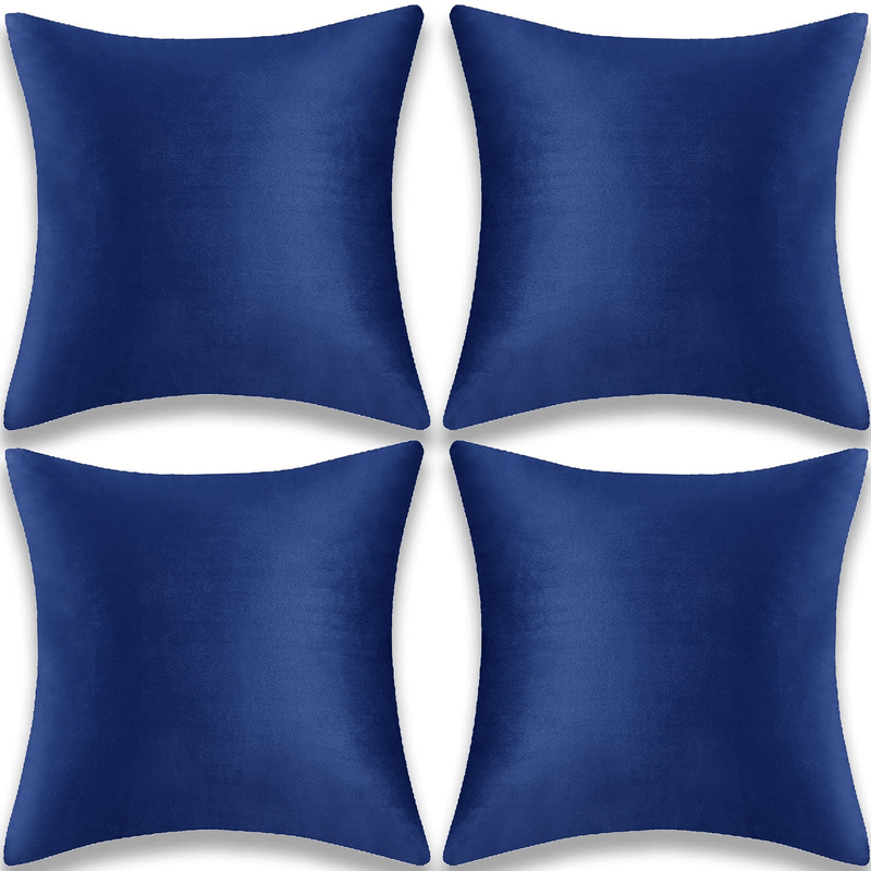Yonous Throw Pillow Covers, Velvet Soft Decorative Cushion Case for Sofa Bedroom Car, Set of 4, 18 X 18 Inch, Navy Blue Home & Garden > Decor > Chair & Sofa Cushions Yonous Navy Blue 18''x18'' 