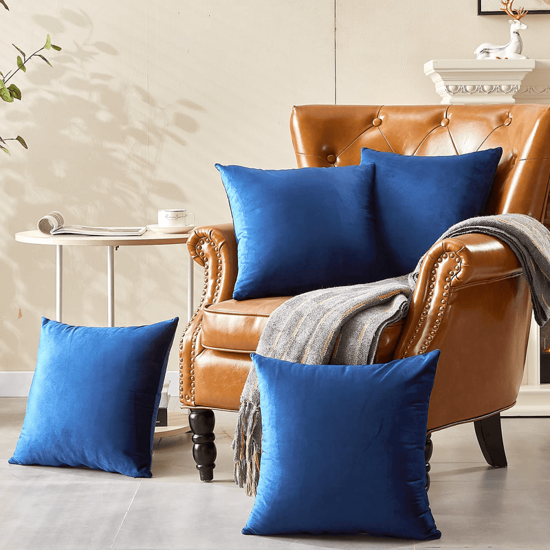 Yonous Throw Pillow Covers, Velvet Soft Decorative Cushion Case for Sofa Bedroom Car, Set of 4, 18 X 18 Inch, Navy Blue Home & Garden > Decor > Chair & Sofa Cushions Yonous   