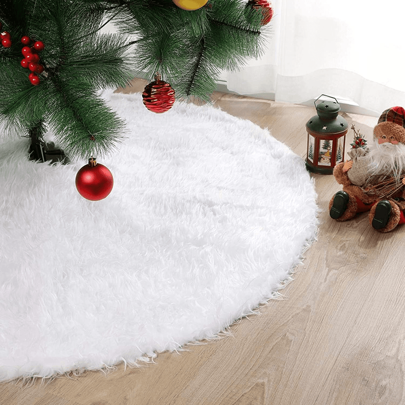 Yopay 48 Inch Christmas Tree Skirt, Xmas Tree Plush Skirt Mat Base Cover for Merry Christmas, Round Snow White Holiday New Year Party Faux Fur Skirt Ornaments Home & Garden > Decor > Seasonal & Holiday Decorations > Christmas Tree Skirts Yopay Default Title  