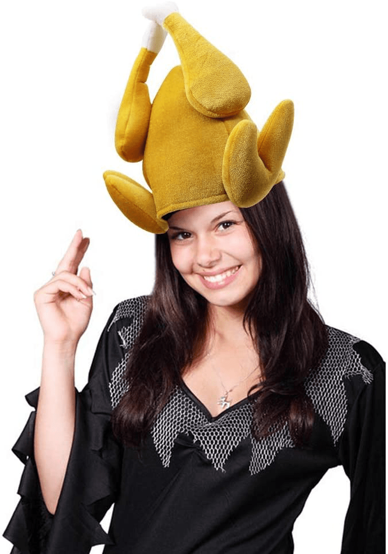 yosager 3 Pack Men's Roasted Turkey Hat, Thanksgiving Halloween Turkey Costume Funny Hat for Christmas Holiday Party Favors Party Supplies Yellow