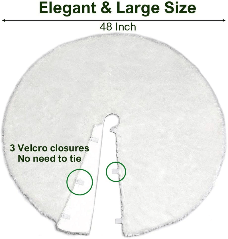 yosager 48 Inch Christmas Tree Skirt Faux Fur Tree Mat for Christmas Holiday Party Decoration, White Home & Garden > Decor > Seasonal & Holiday Decorations > Christmas Tree Skirts yosager   