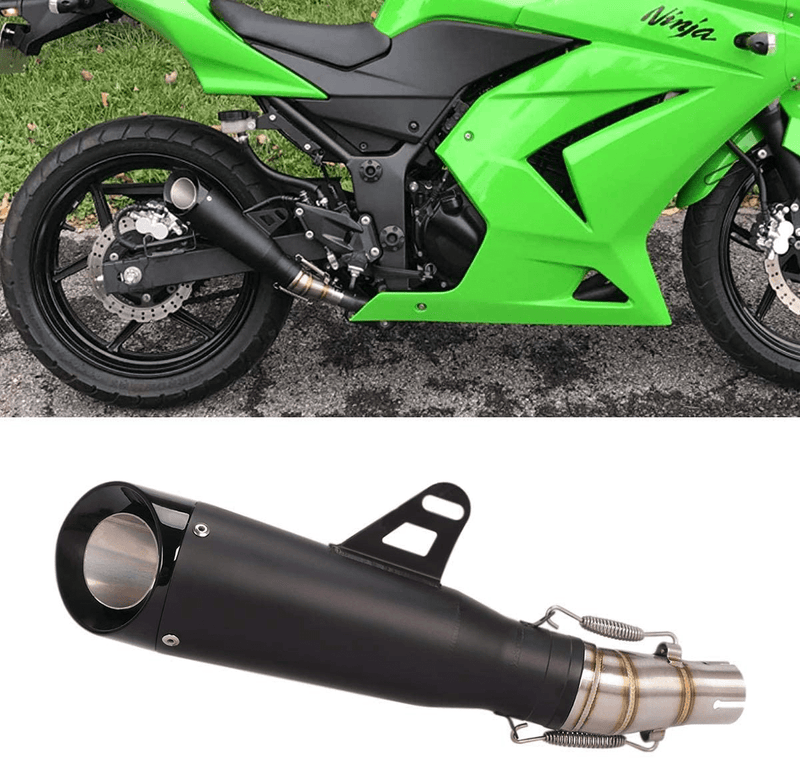YOSAYUSA Motorcycle Exhaust System Slip On Exhaust Muffler 2" Inlet Stainless Steel Tail Pipes For Kawasaki Ninja 250R Z250 Ninja 300 2012-2017 （Black）  YOSAYUSA   