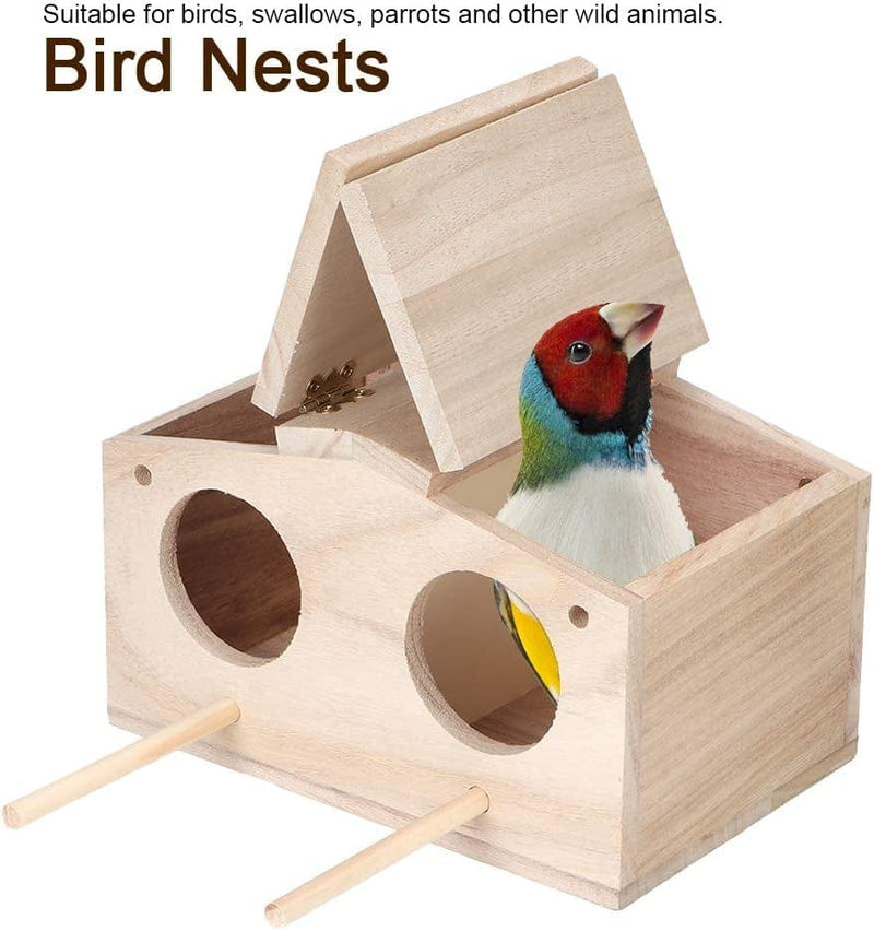 Yosoo Bird House Wooden, Wooden Pet Bird Nests House Breeding Box Cage Birdhouse Accessories for Parrots Swallows
