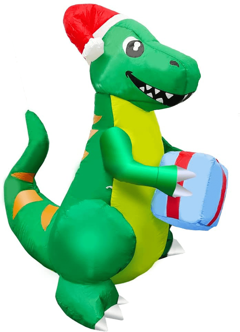 Yostyle 5Ft Tall Christmas Inflatables Green Dinosaur, Outdoor Inflatable Christmas Decorations with Christmas Hat and Present LED Lights Decor, Christmas Blow up Decor for Holiday Yard Lawn Garden Home & Garden > Decor > Seasonal & Holiday Decorations& Garden > Decor > Seasonal & Holiday Decorations Yostyle   