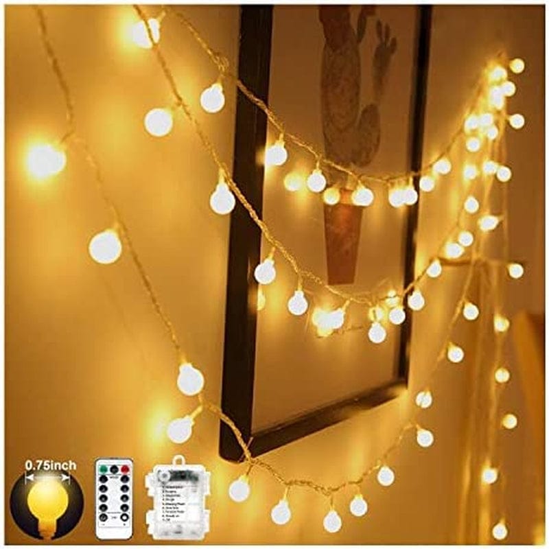 Yotelim Globe String Lights Battery Operated Warm White ，Water Proof 2 Pack 19.7FT 40 LED Globe Fairy String Light 8 Modes with Remote Control, for Home, Party, Christmas, Wedding, Garden Decoration Home & Garden > Lighting > Light Ropes & Strings YoTelim Warm White 33FT Globe Lights-1Pack  