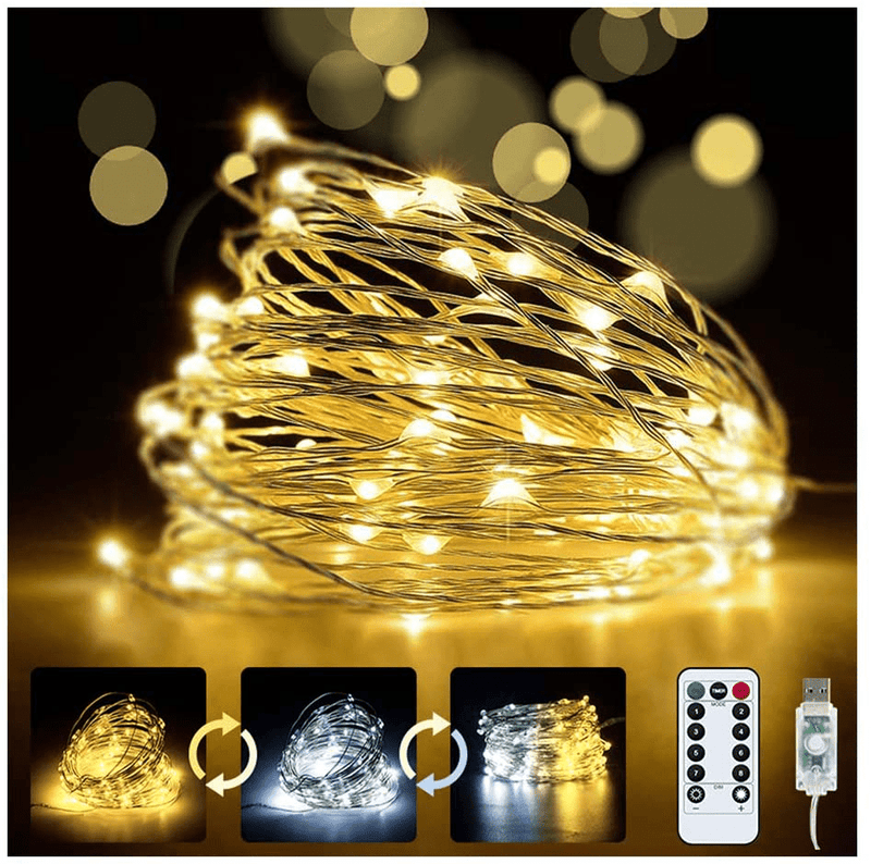 Yotelim LED Fairy Lights Battery Operated Outdoor 2 Pack 33Ft LED String Lights with Remote, Multi Color Fairy Lights Twinkle Firefly Lights for Bedroom Party Wedding Christmas, Halloween，Patio Home & Garden > Decor > Seasonal & Holiday Decorations YoTelim 3 Color Changing 33ft Usb Fairy Lights-1pack  