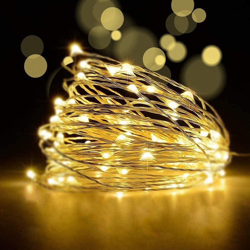 Yotelim LED Fairy String Lights with Remote Control - 2 Set 100 LED 33Ft/10M Micro Silver Wire Indoor Battery Operated LED String Lights for Garden Home Party Wedding Festival Decorations(Warm White) Home & Garden > Lighting > Light Ropes & Strings YoTelim Warm White 33FT Fairy Lights-2Pack  