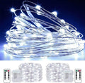 Yotelim LED Fairy String Lights with Remote Control - 2 Set 100 LED 33Ft/10M Micro Silver Wire Indoor Battery Operated LED String Lights for Garden Home Party Wedding Festival Decorations(Warm White) Home & Garden > Lighting > Light Ropes & Strings YoTelim Cool White 33FT Fairy Lights-2Pack  