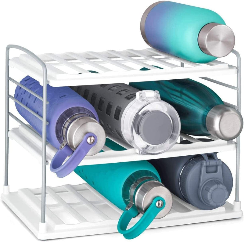 Youcopia Upspace 6-Bottle Water Bottle and Travel Mug Cabinet Organizer, Adjustable Storage Rack for Kitchen Organization