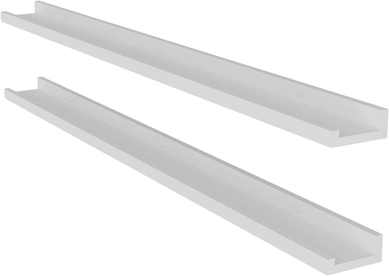 Youhavespace Lagos 46" Picture Ledge Shelf for Living Room Decor, Office Decor and Farmhouse Kitchen Decor, White Set of 2 Furniture > Shelving > Wall Shelves & Ledges You Have Space   