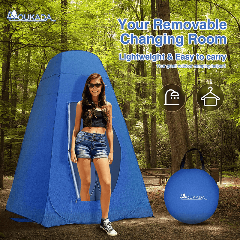 YOUKADA Camping Toilet Pop up Privacy Tent Changing Room Tent Portable Toilet for Camping Portable Shower Silver Coated Dressing Room Tent UV Protection Privacy Shelter Camping Cabana, Blue Sporting Goods > Outdoor Recreation > Camping & Hiking > Portable Toilets & Showers YOUKADA   