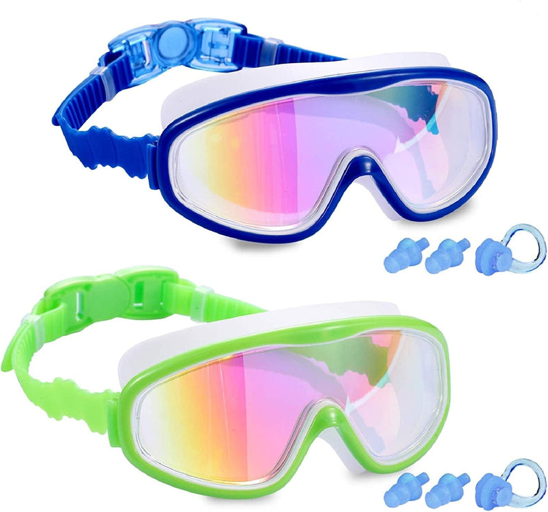 Young4Us 2 Pack Kids Swim Goggles, Swimming Glasses for Children from 3 to 15 Years Old