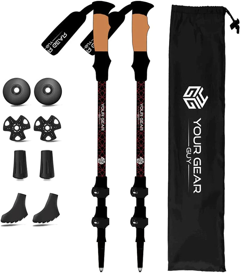 YOUR GEAR GUY: Hiking Poles Better than Carbon Fiber and Lighter than 6061 Aluminum for Women & Men of All Ages Sporting Goods > Outdoor Recreation > Camping & Hiking > Hiking Poles Your Gear Guy red  