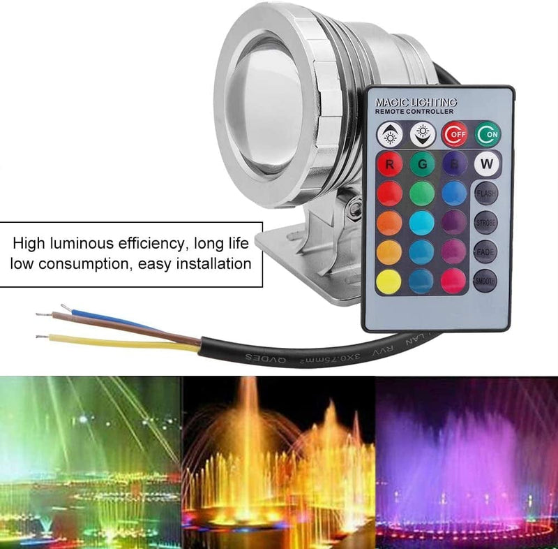 YOUTHINK Landscape Lamp, RGB LED Underwater Light Waterproof Multi Color for Outdoor Garden Landscape Fountain (Silver Plastic Coated Aluminum) Home & Garden > Pool & Spa > Pool & Spa Accessories YOUTHINK   