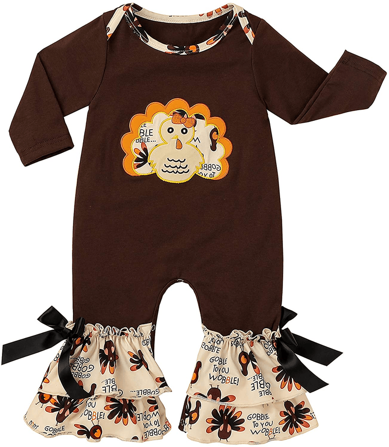 Youweiwu Infant Baby Girl Thanksgiving/Christmas Outfit Turkey Santa Romper Jumpsuit Pajamas My 1st Thanksgiving Xmas Home & Garden > Decor > Seasonal & Holiday Decorations& Garden > Decor > Seasonal & Holiday Decorations Youweiwu Coffee 9-12 Months 