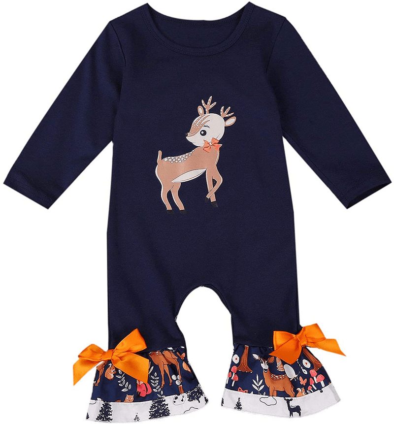 Youweiwu Infant Baby Girl Thanksgiving/Christmas Outfit Turkey Santa Romper Jumpsuit Pajamas My 1st Thanksgiving Xmas Home & Garden > Decor > Seasonal & Holiday Decorations& Garden > Decor > Seasonal & Holiday Decorations Youweiwu Blue 3-6 Months 