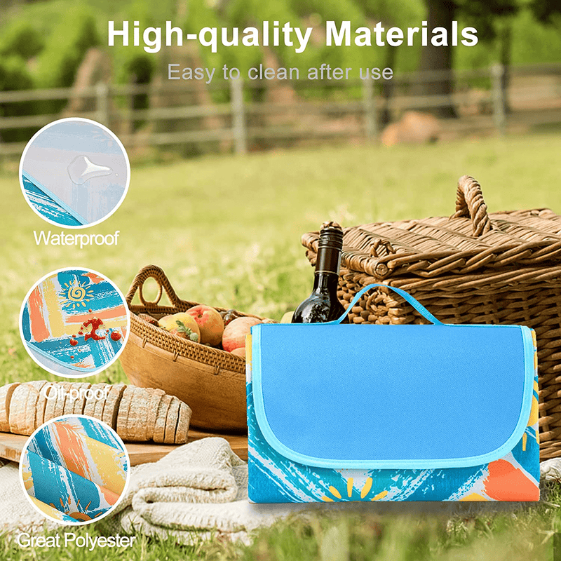 YOWOMTA Picnic Blankets Extra Large Picnic Mat 79''x79'',Outdoor Waterproof Beach Blanket Camping Mat Sandproof Foldable Washable,Camping Accessories Activity Playmat for Family Friends Kids Home & Garden > Lawn & Garden > Outdoor Living > Outdoor Blankets > Picnic Blankets YOWOMTA   