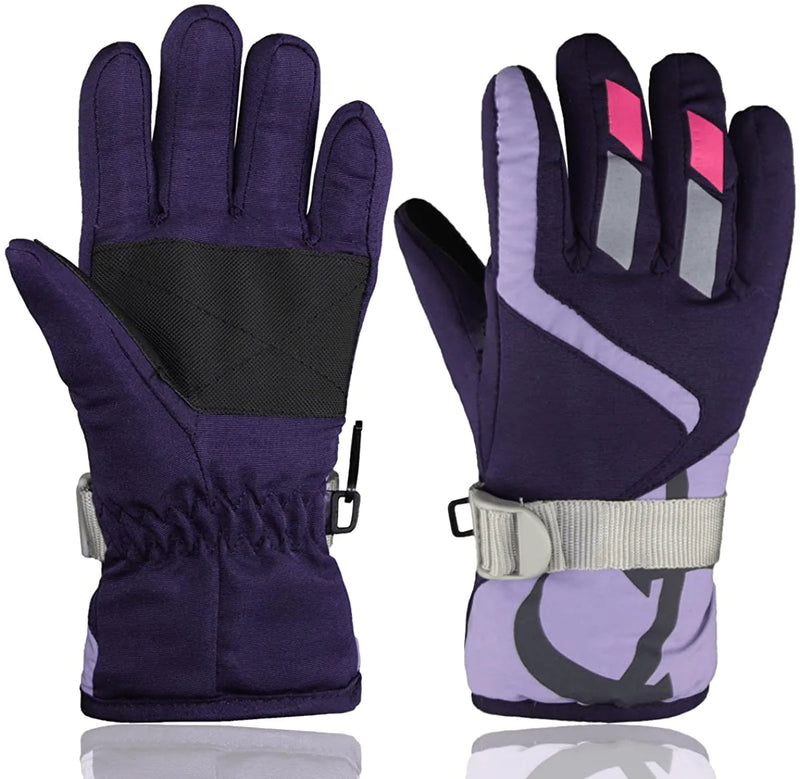 YR.Lover Children Ski Gloves Winter Warm Outdoor Riding Thickening Gloves(2-4Y)  KOL DEALS Purple S-2-4y 