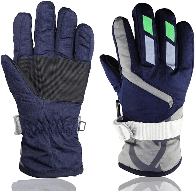 YR.Lover Children Ski Gloves Winter Warm Outdoor Riding Thickening Gloves(2-4Y)  KOL DEALS Navy Blue S-2-4y 
