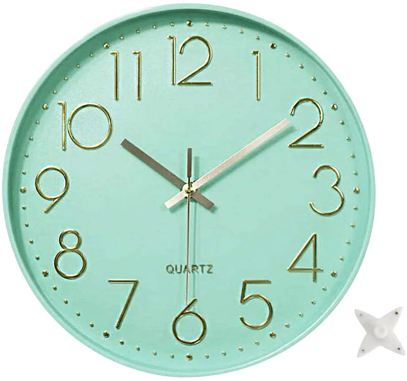 Ytaons 12 in Wall Clock Non-Ticking Quartz Silent Battery Operated Round Clocks Home Kitchen Office School Living Room Decor Clocks (Mint Green) Home & Garden > Decor > Clocks > Wall Clocks Ytaons Mint Green  