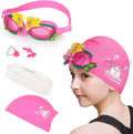 YTSWIM Kids Swimming Goggles and Swim Caps Set, Silicone Bathing Cap, Anti-Fog Swim Glasses Fit for Age 2-10