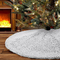 yuboo Black Christmas Tree Skirt,48 inches Black Faux Fur with Gold Sequin Xmas Tree Decorations