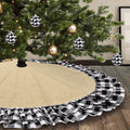 yuboo Burlap Christmas Fall Tree Skirt with Ruffle Border,48" Linen Rustic Tree Ornaments for Farmhouse Autumn Xmas Holiday Party Decorations Home & Garden > Decor > Seasonal & Holiday Decorations > Christmas Tree Skirts yuboo Buffalo&linen  