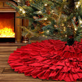 yuboo Christmas Red Ruffle Tree Skirt, 48 inches 6-Layer Rustic Farmhouse Tree for Christmas Tree Ornaments Holiday Party Decorations Home & Garden > Decor > Seasonal & Holiday Decorations > Christmas Tree Skirts yuboo Red  