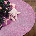 yuboo Mini Pink Christmas Tree Skirt,24 inch Round Sequin Xmas Tree Mat for Pencil Christmas Tree,Holiday Party Ornaments Home Decor Small Skirts for Slim Tree Home & Garden > Decor > Seasonal & Holiday Decorations > Christmas Tree Skirts yuboo Pink  