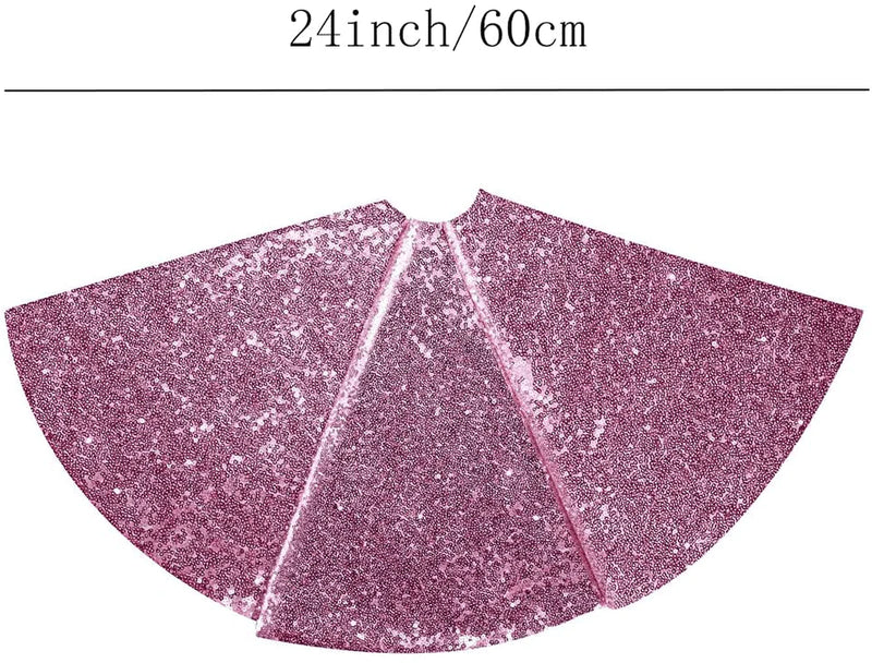 yuboo Mini Pink Christmas Tree Skirt,24 inch Round Sequin Xmas Tree Mat for Pencil Christmas Tree,Holiday Party Ornaments Home Decor Small Skirts for Slim Tree Home & Garden > Decor > Seasonal & Holiday Decorations > Christmas Tree Skirts yuboo   
