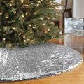 yuboo Mini Pink Christmas Tree Skirt,24 inch Round Sequin Xmas Tree Mat for Pencil Christmas Tree,Holiday Party Ornaments Home Decor Small Skirts for Slim Tree Home & Garden > Decor > Seasonal & Holiday Decorations > Christmas Tree Skirts yuboo Silver  