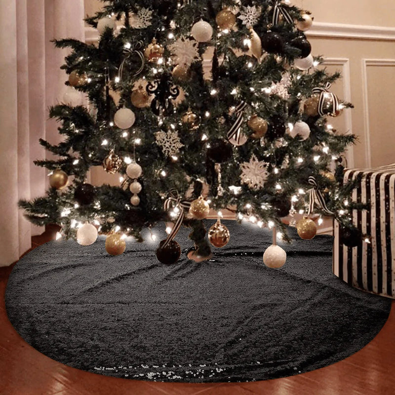 yuboo Mini Pink Christmas Tree Skirt,24 inch Round Sequin Xmas Tree Mat for Pencil Christmas Tree,Holiday Party Ornaments Home Decor Small Skirts for Slim Tree Home & Garden > Decor > Seasonal & Holiday Decorations > Christmas Tree Skirts yuboo Black  