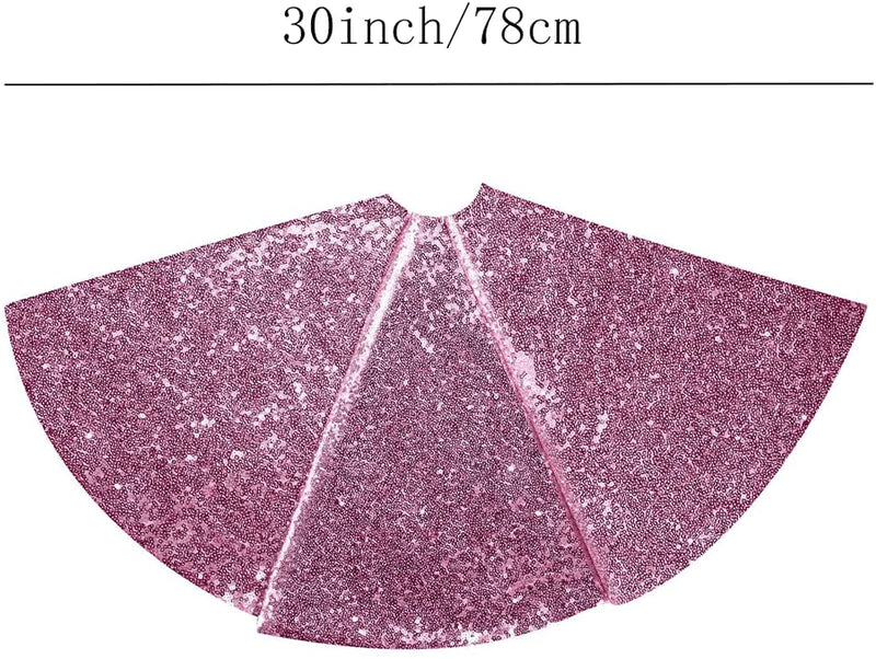 yuboo Mini Pink Christmas Tree Skirt,30 inch Round Sequin Xmas Tree Mat for Pencil Christmas Tree,Holiday Party Ornaments Home Decor Small Skirts for Slim Tree Home & Garden > Decor > Seasonal & Holiday Decorations > Christmas Tree Skirts yuboo   