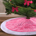 yuboo Pink Christmas Tree Skirt,36" Luxury Faux Fur with Embroidered Snowflakes for Xmas Party and Mother's Day Holiday Decorations,Washable