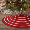 yuboo Red Knit Christmas Tree Skirt,48 inches Burgundy Cable Thick Rustic Xmas Holiday Decoration Home & Garden > Decor > Seasonal & Holiday Decorations > Christmas Tree Skirts yuboo Red Stripe  