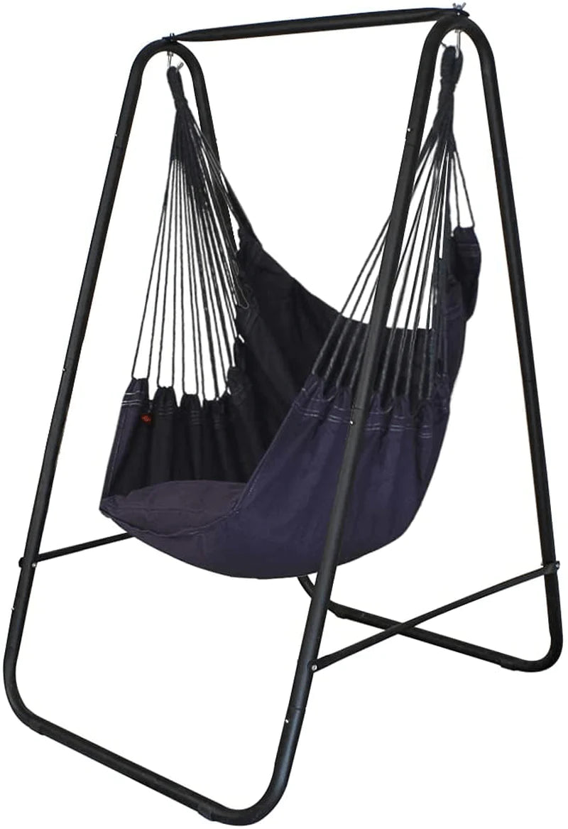 YUCAN Hammock Chair Stand with Hanging Swing Chair Included,Weather Resistant and Saving Space Stand Max 450 Lbs, Quality Cotton Weave Wrap Whole Body,Suitable for Indoor, Outdoor,Patio，Yard Home & Garden > Lawn & Garden > Outdoor Living > Hammocks YUCAN Grey  