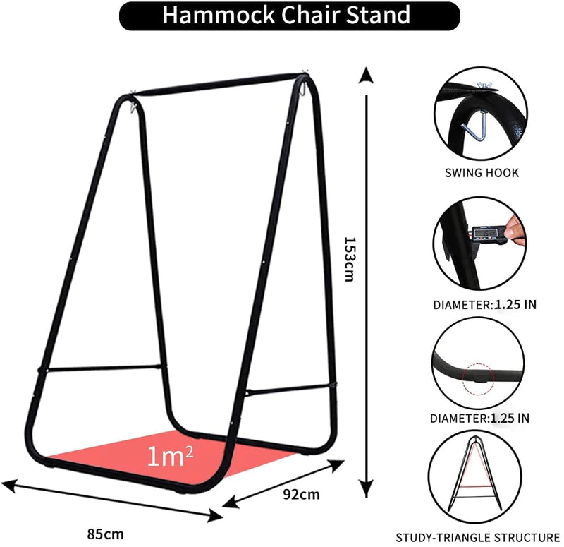 YUCAN Hammock Chair Stand with Hanging Swing Chair Included,Weather Resistant and Saving Space Stand Max 450 Lbs, Quality Cotton Weave Wrap Whole Body,Suitable for Indoor, Outdoor,Patio，Yard Home & Garden > Lawn & Garden > Outdoor Living > Hammocks YUCAN   