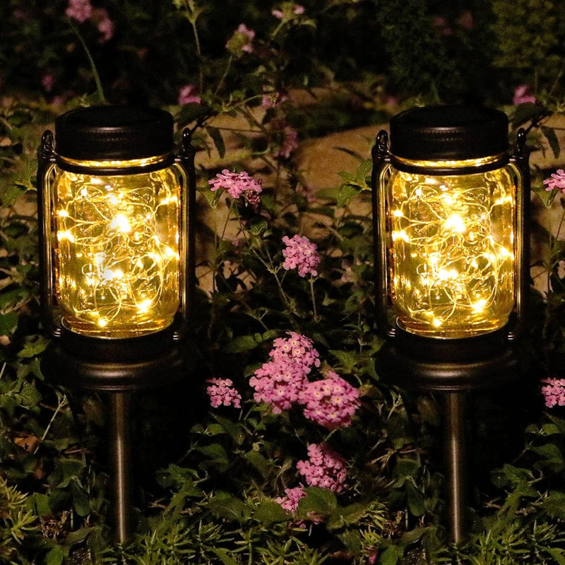 YUEFA Solar Lanterns Outdoor, Hanging Mason Jar Light, Solar Outdoor Lights,Decorative Solar Lantern Table Lamp for DIY Garden Patio Lawn Party Holiday (2 Pack) Home & Garden > Lighting > Lamps YUEFA Msg 2pack 