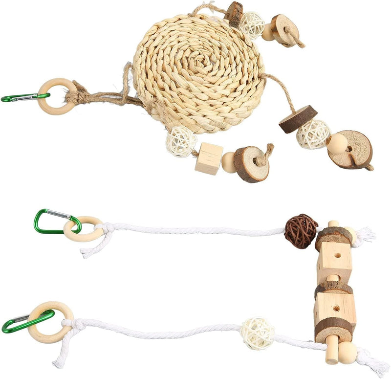 Yuehuam Bird Parrot Toys Set Swing Hanging Bird Nest Bed Wood Chewing Toy Bird Cage Accessories for Parakeets Cockatiels, Conures
