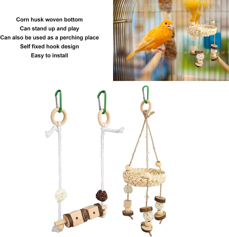 Yuehuam Bird Parrot Toys Set Swing Hanging Bird Nest Bed Wood Chewing Toy Bird Cage Accessories for Parakeets Cockatiels, Conures Animals & Pet Supplies > Pet Supplies > Bird Supplies > Bird Cages & Stands Yuehuam   