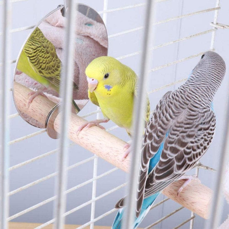 Yuehuamech Bird Stand Perch with Mirror Bird Cage Wooded Standing Rod Pet Parrots Perch Toy Birdcage Accessories for Budgie Parakeet Lovebird African Grey Macaw Animals & Pet Supplies > Pet Supplies > Bird Supplies > Bird Cages & Stands Yuehuamech   