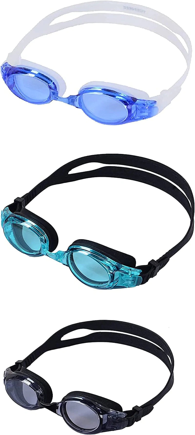 YUENREE 3 Pack Swim Goggles - Suitable for Adults Men Women Youth Teens Boys Girls Ages 4+ - with 3 Hard Travel Cases Sporting Goods > Outdoor Recreation > Boating & Water Sports > Swimming > Swim Goggles & Masks YUENREE 3 Pack for Adults-1  