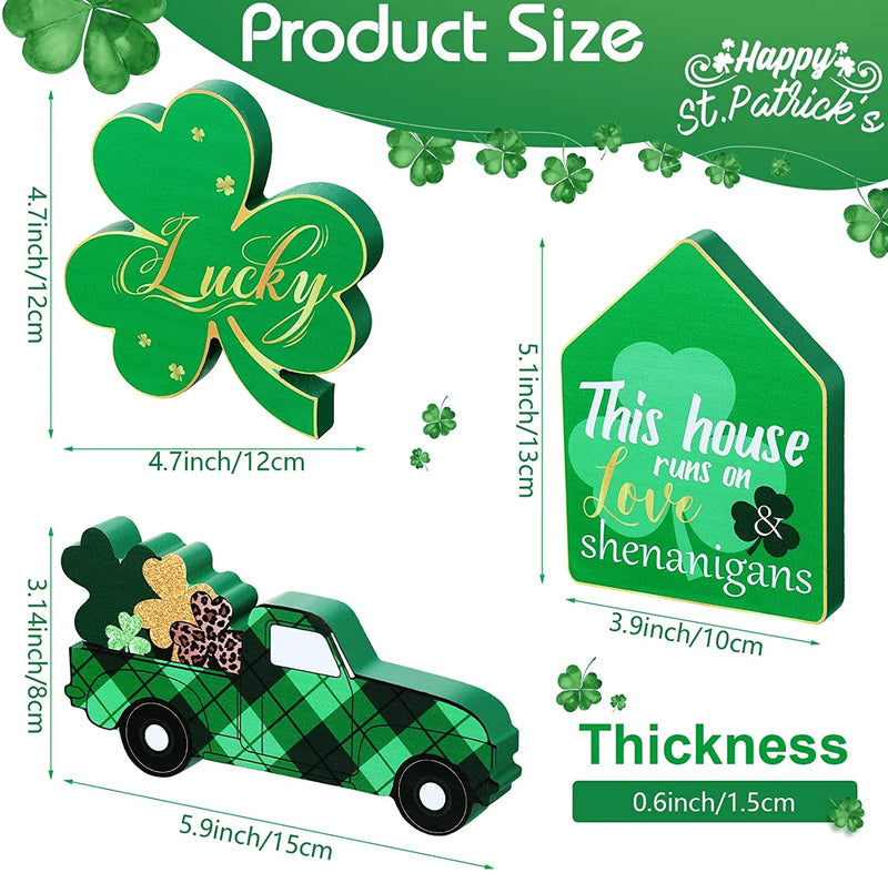 Yulejo 3 Pieces St. Patrick'S Day Table Sign Lucky Decor Shamrocks St Patricks Day Decoration Irish Wood Signs St Patricks Day Tiered Tray Decor for Table Decor Desk Ornaments (Delicate Style,Medium) Arts & Entertainment > Party & Celebration > Party Supplies Yulejo   
